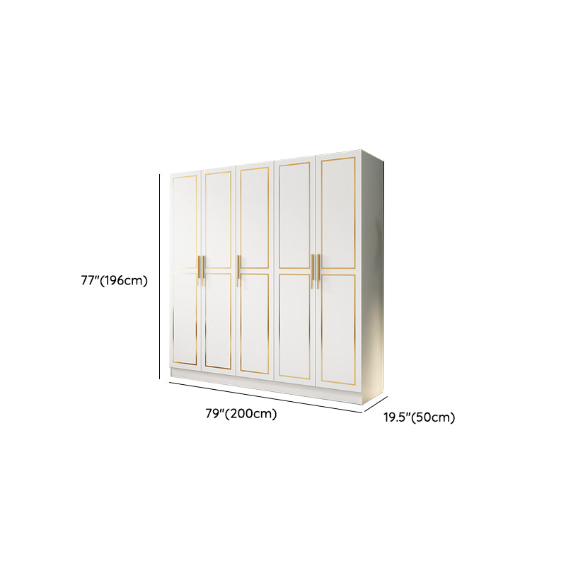 White Engineered Wood Wardrobe Armoire Modern Wardrobe Cabinet