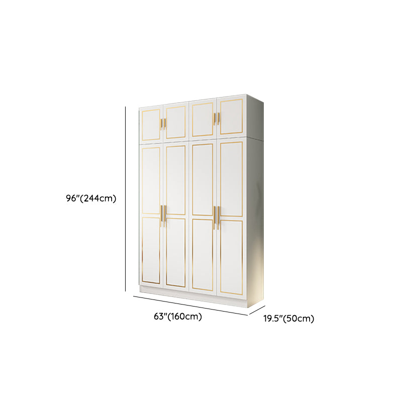 White Engineered Wood Wardrobe Armoire Modern Wardrobe Cabinet