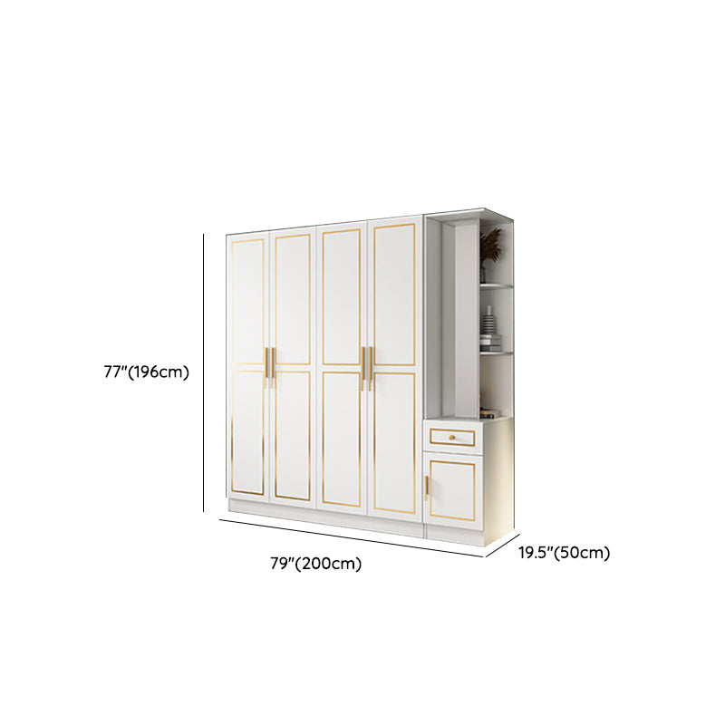 White Engineered Wood Wardrobe Armoire Modern Wardrobe Cabinet