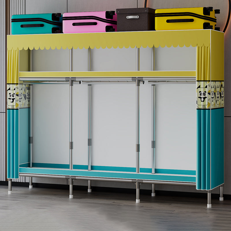 Metal Wardrobe Cabinet with Shelves Modern Wardrobe Armoire for Home
