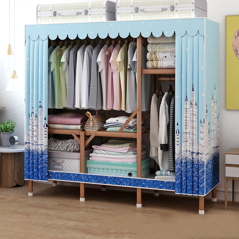 Metal Wardrobe Armoire with Legs Modern Wardrobe Closet with Shelves