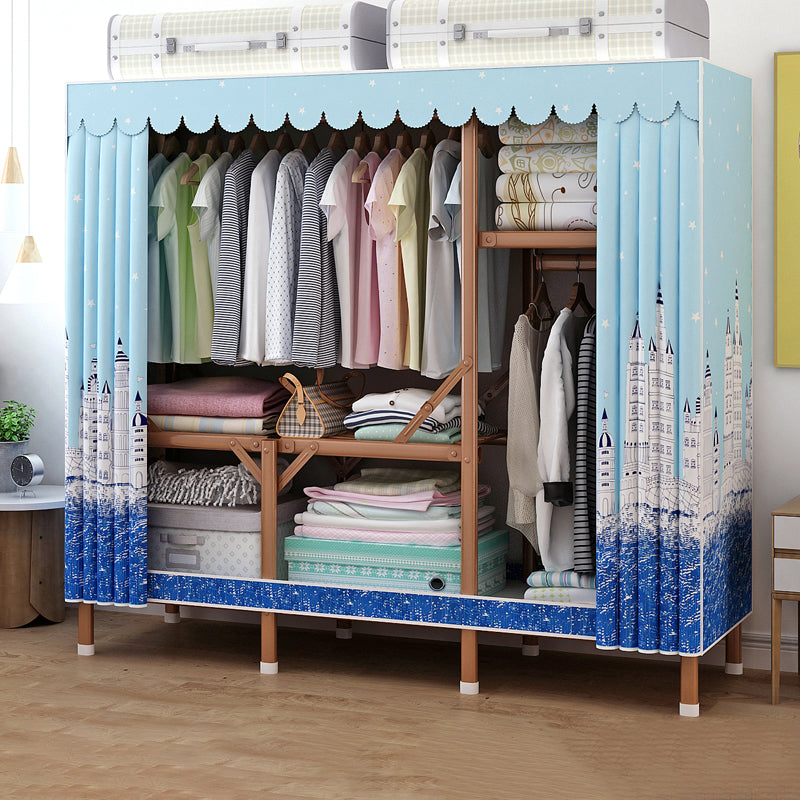 Metal Wardrobe Armoire with Legs Modern Wardrobe Closet with Shelves