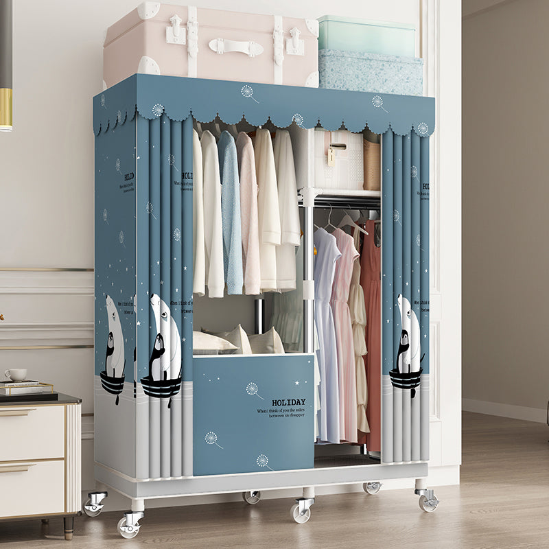 Steel Wardrobe Closet with Garment Rod Modern Wardrobe Armoire