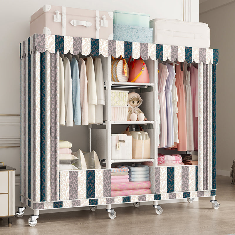 Steel Wardrobe Closet with Garment Rod Modern Wardrobe Armoire