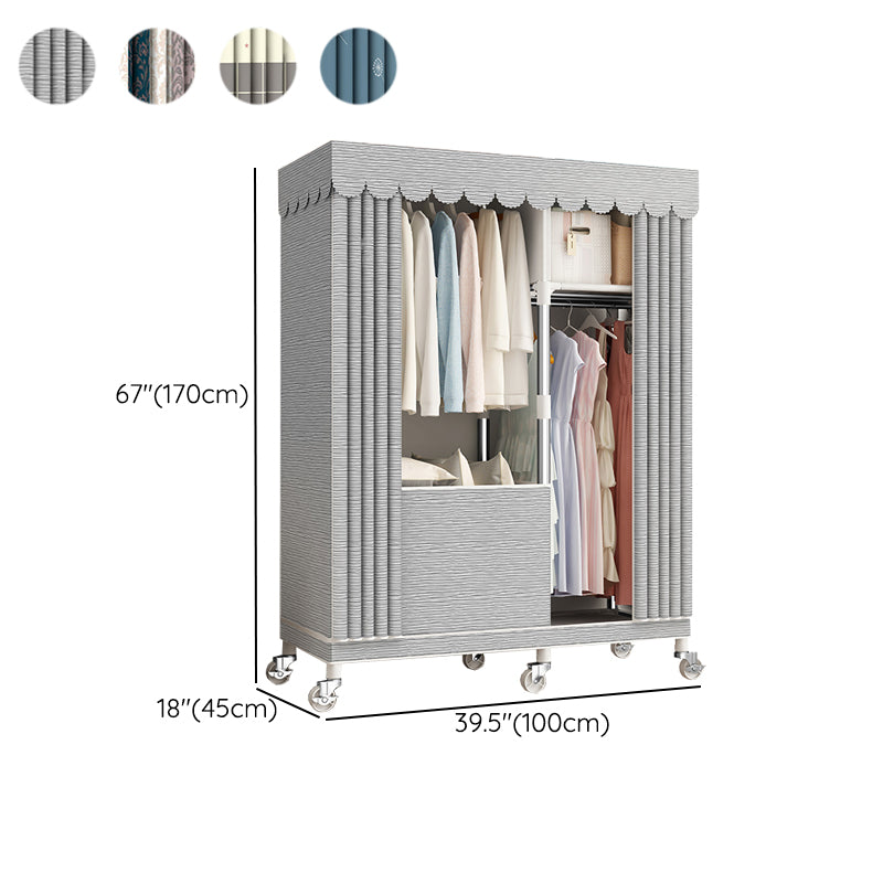 Steel Wardrobe Closet with Garment Rod Modern Wardrobe Armoire