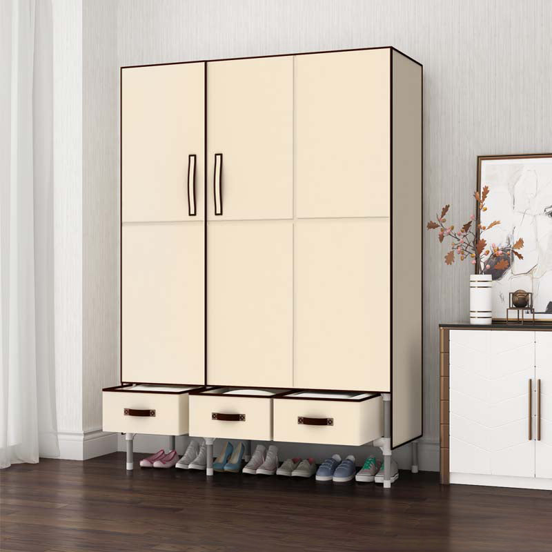 Hinged Wardrobe Cabinet Steel Wardrobe Armoire with Garment Rod