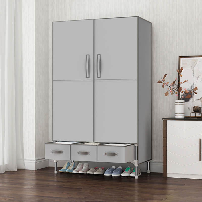 Hinged Wardrobe Cabinet Steel Wardrobe Armoire with Garment Rod