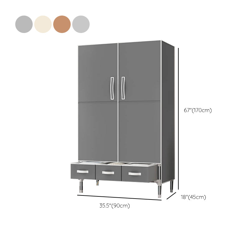 Hinged Wardrobe Cabinet Steel Wardrobe Armoire with Garment Rod