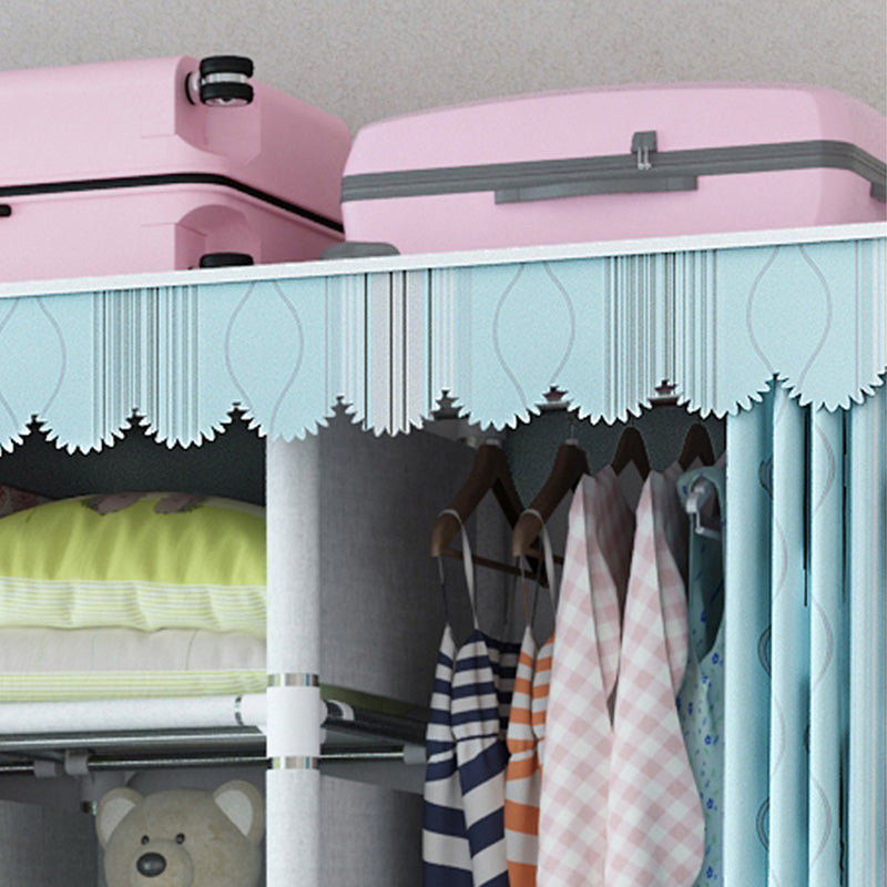 Contemporary Wardrobe Closet with Shelves Metal Wardrobe Armoire