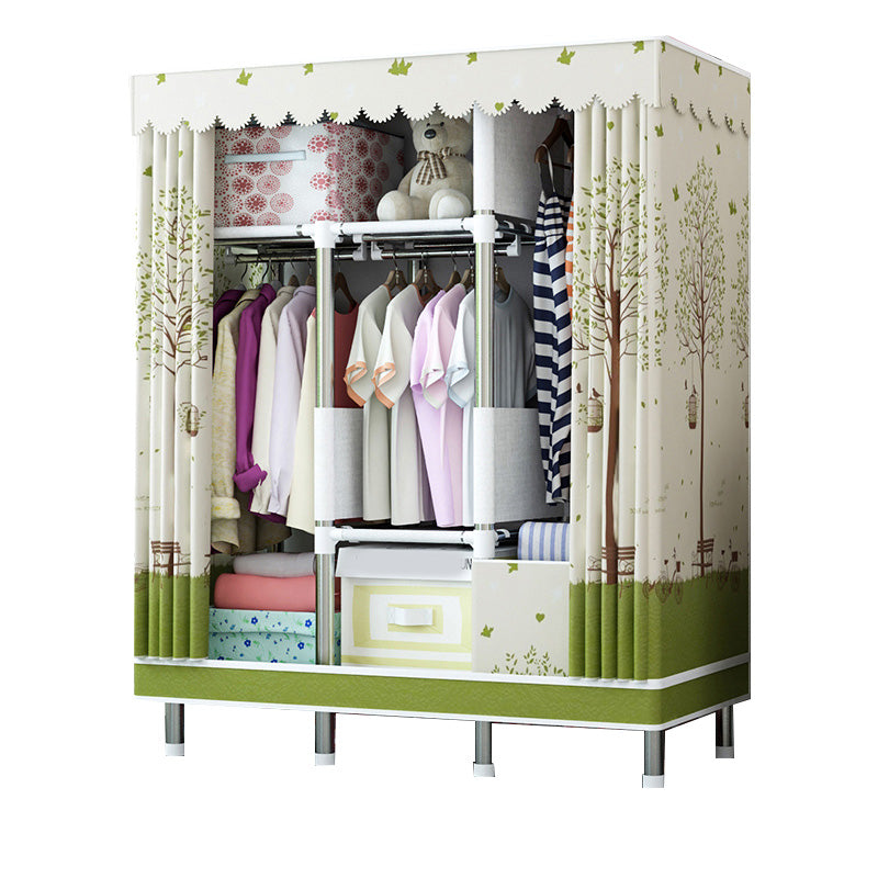 Contemporary Wardrobe Closet with Shelves Metal Wardrobe Armoire