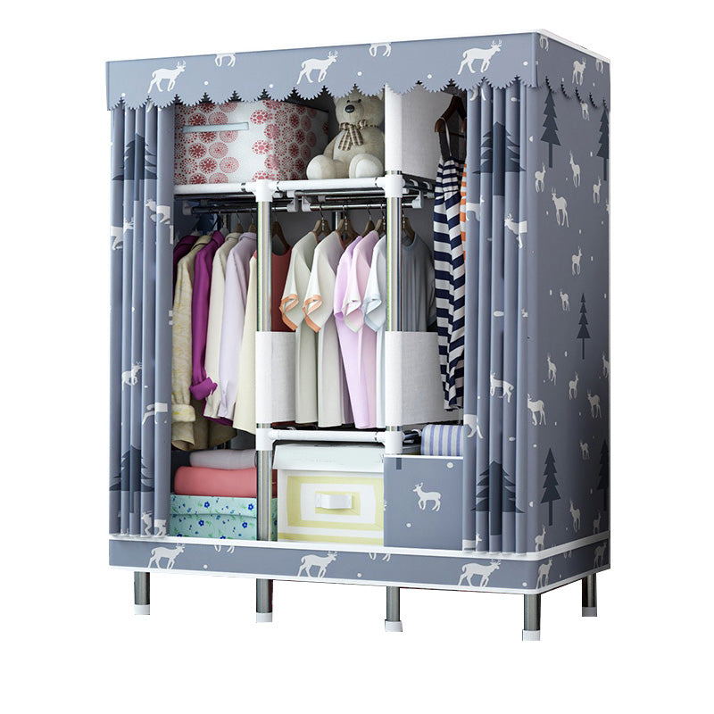 Contemporary Wardrobe Closet with Shelves Metal Wardrobe Armoire