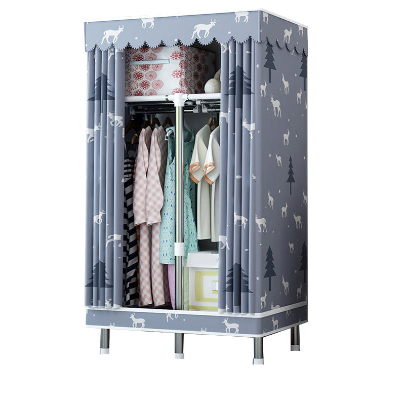 Contemporary Wardrobe Closet with Shelves Metal Wardrobe Armoire