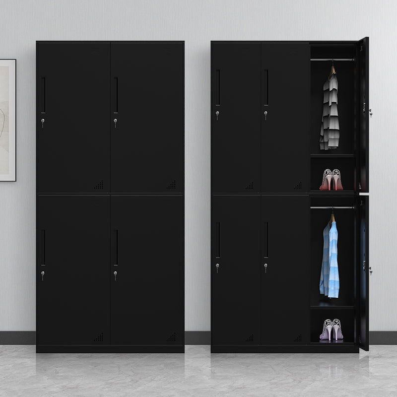 Black Wardrobe Armoire with Garment Rod Steel Wardrobe Cabinet