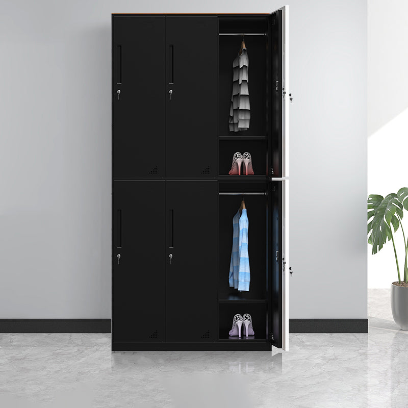 Black Wardrobe Armoire with Garment Rod Steel Wardrobe Cabinet