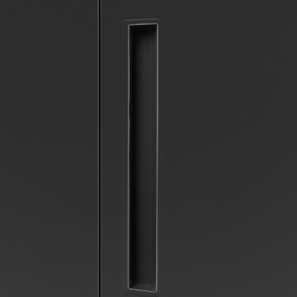 Black Wardrobe Armoire with Garment Rod Steel Wardrobe Cabinet