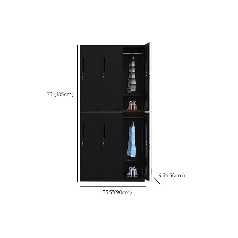 Black Wardrobe Armoire with Garment Rod Steel Wardrobe Cabinet