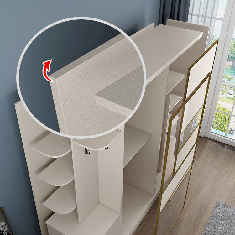 White Colour Wooden Wardrobe Cloth Rod Included Wardrobe Closet for Home