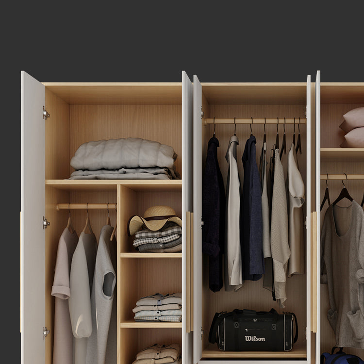 Hinged Wardrobe Armoire with Garment Rod Modern Wardrobe Cabinet for Home