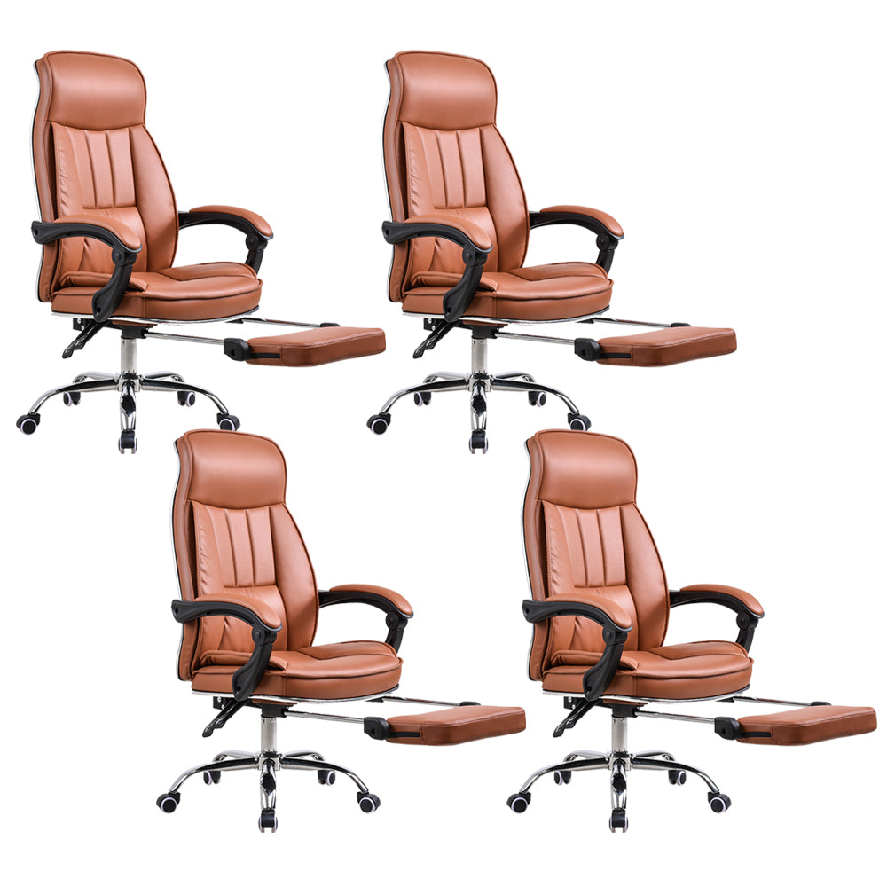 Modern Pillow Included Chair High-Back Leather Desk Chair with Wheels