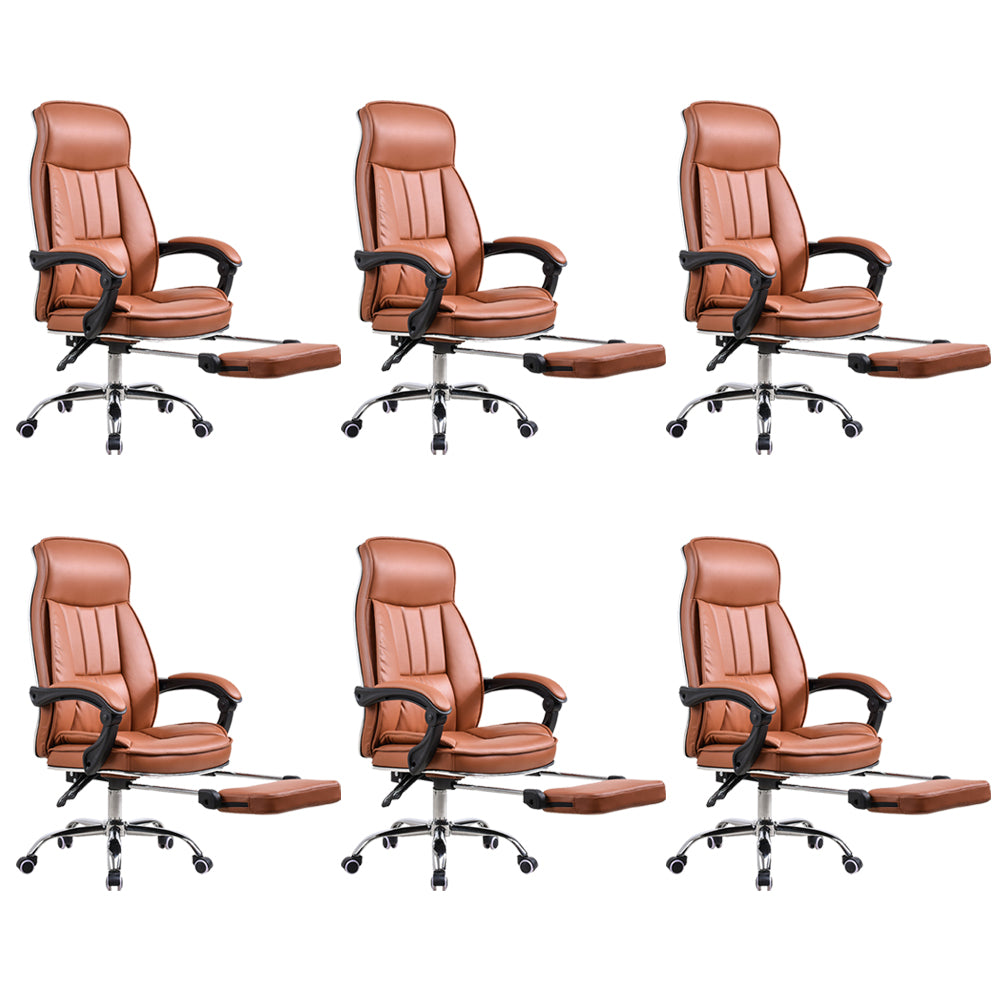 Modern Pillow Included Chair High-Back Leather Desk Chair with Wheels