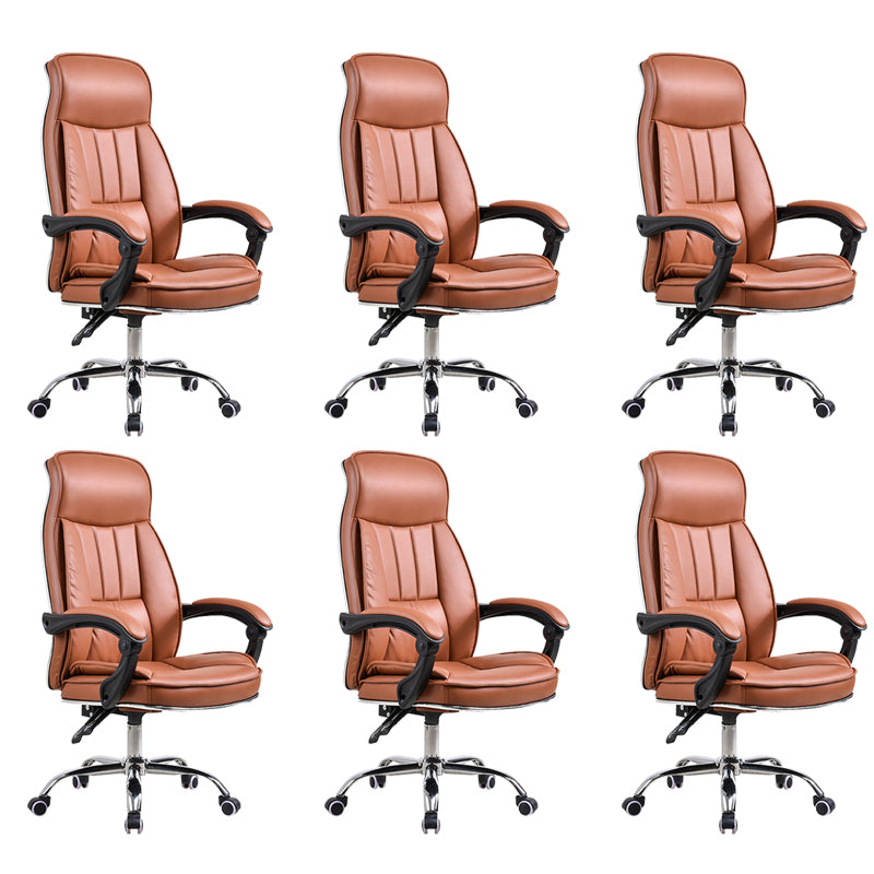 Modern Pillow Included Chair High-Back Leather Desk Chair with Wheels