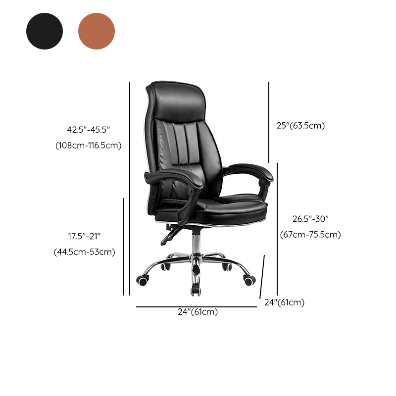 Modern Pillow Included Chair High-Back Leather Desk Chair with Wheels