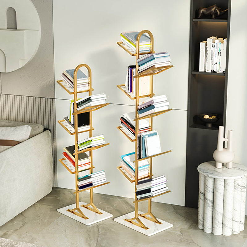Contemporary Etagere Bookcase Open Back Metal Bookshelf with Shelves
