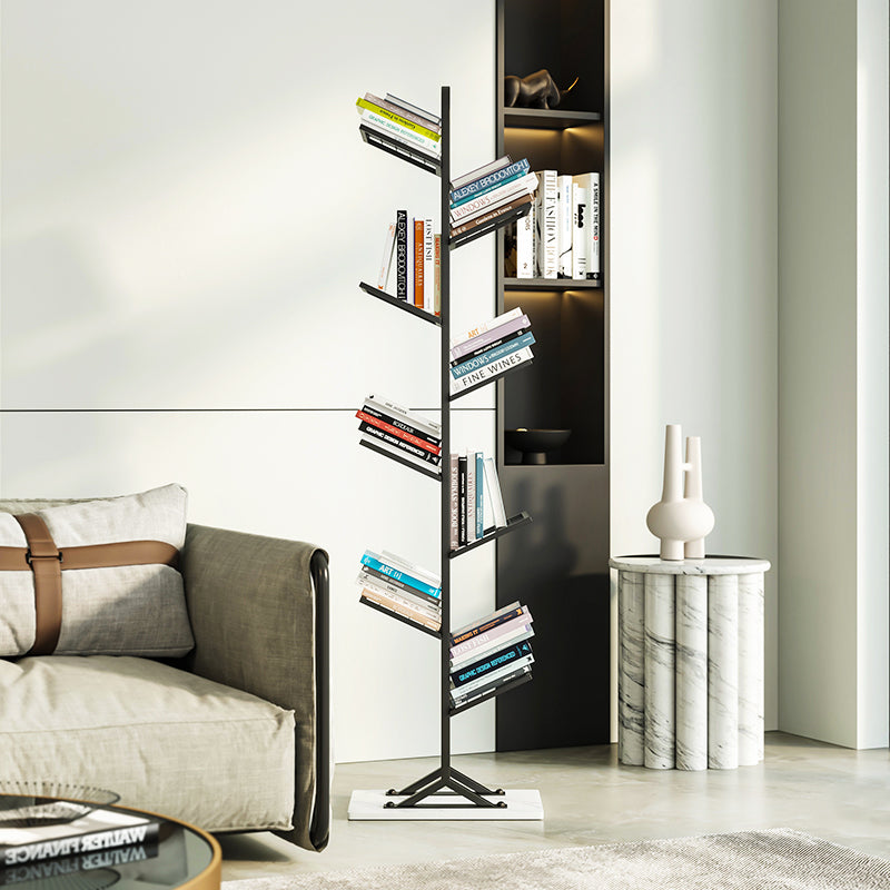Contemporary Etagere Bookcase Open Back Metal Bookshelf with Shelves