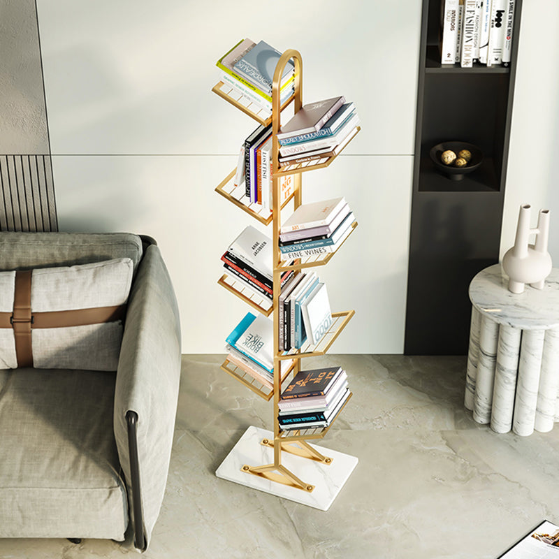 Contemporary Etagere Bookcase Open Back Metal Bookshelf with Shelves