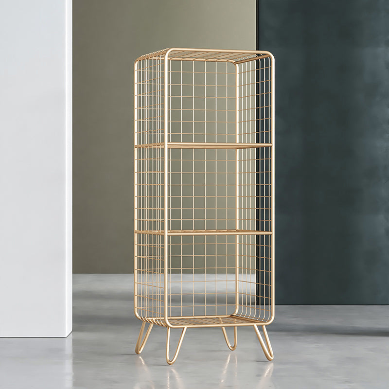 11.81" W Glam Antique Finish Shelf Bookcase Metal Book Shelf with Rectangular Shelves