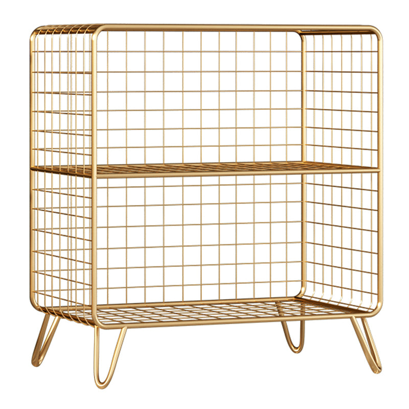 11.81" W Glam Antique Finish Shelf Bookcase Metal Book Shelf with Rectangular Shelves