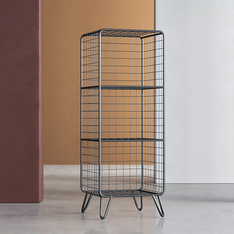 11.81" W Glam Antique Finish Shelf Bookcase Metal Book Shelf with Rectangular Shelves