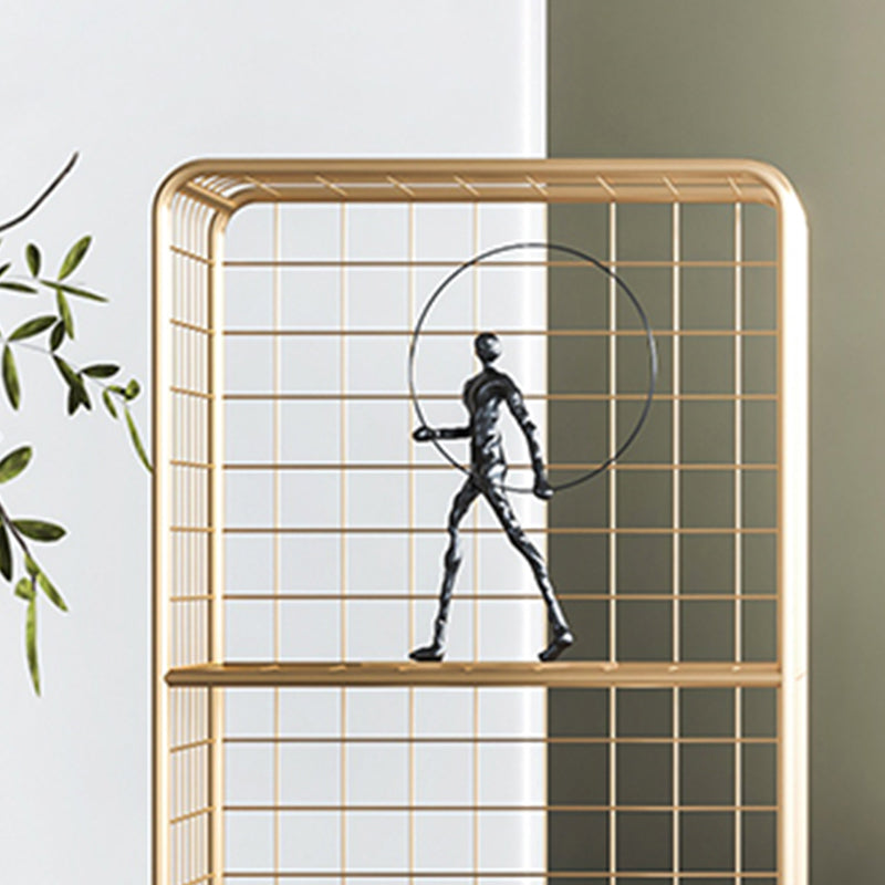 11.81" W Glam Antique Finish Shelf Bookcase Metal Book Shelf with Rectangular Shelves