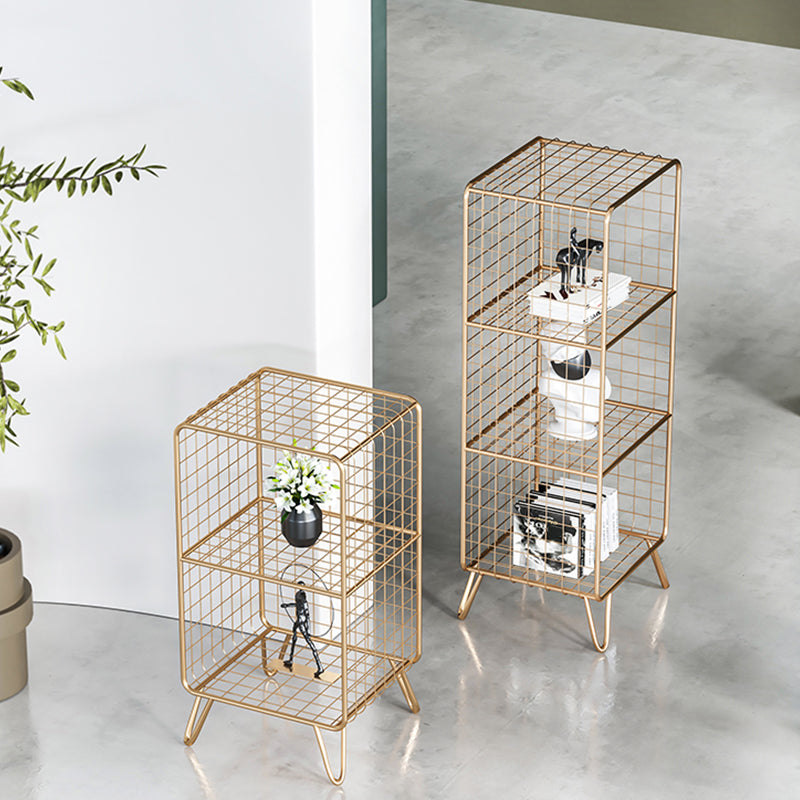 11.81" W Glam Antique Finish Shelf Bookcase Metal Book Shelf with Rectangular Shelves