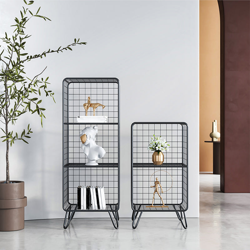 11.81" W Glam Antique Finish Shelf Bookcase Metal Book Shelf with Rectangular Shelves