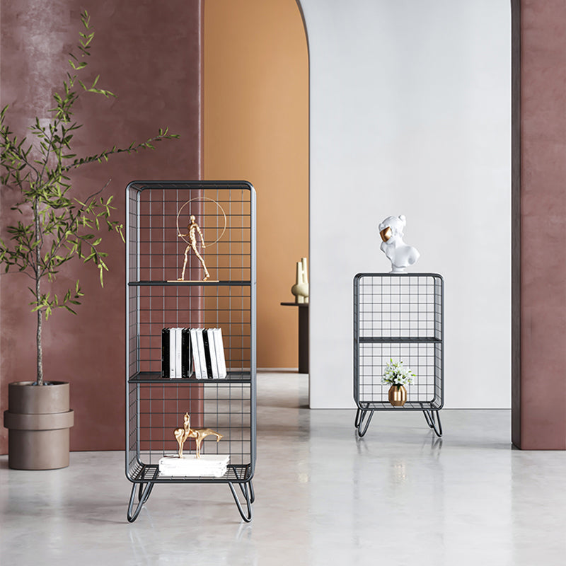 11.81" W Glam Antique Finish Shelf Bookcase Metal Book Shelf with Rectangular Shelves