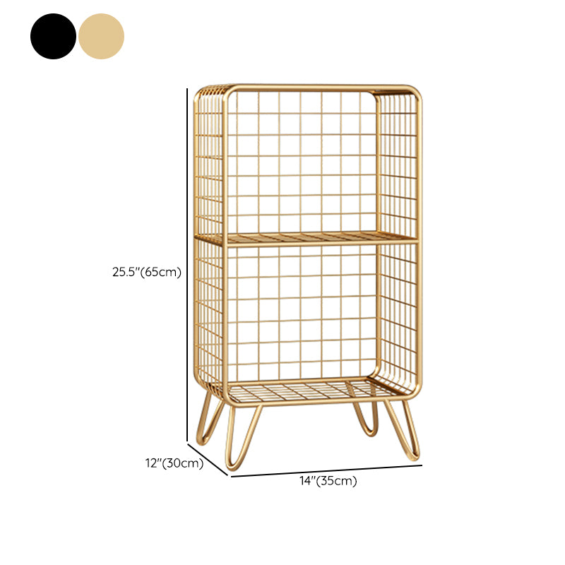 11.81" W Glam Antique Finish Shelf Bookcase Metal Book Shelf with Rectangular Shelves