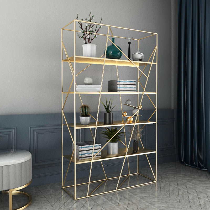 Industrial Etagere Bookcase Metal 4 Shelves Open Back Bookshelf