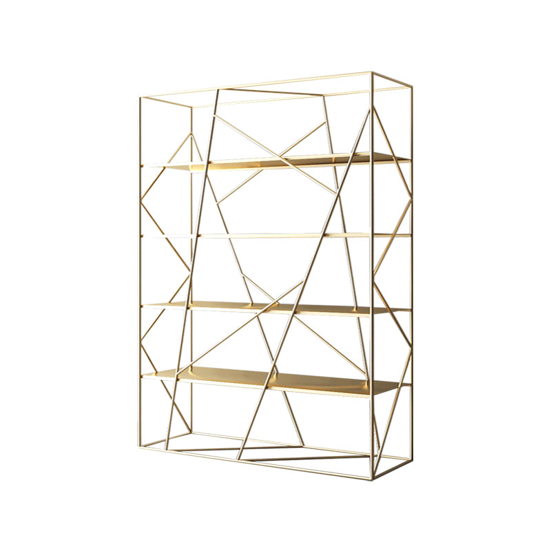 Industrial Etagere Bookcase Metal 4 Shelves Open Back Bookshelf