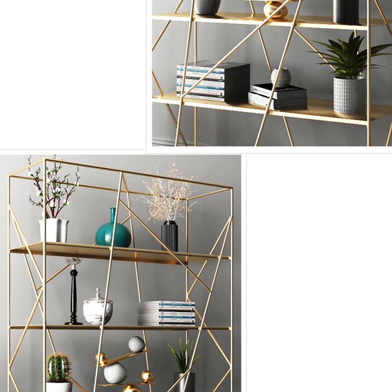 Industrial Etagere Bookcase Metal 4 Shelves Open Back Bookshelf
