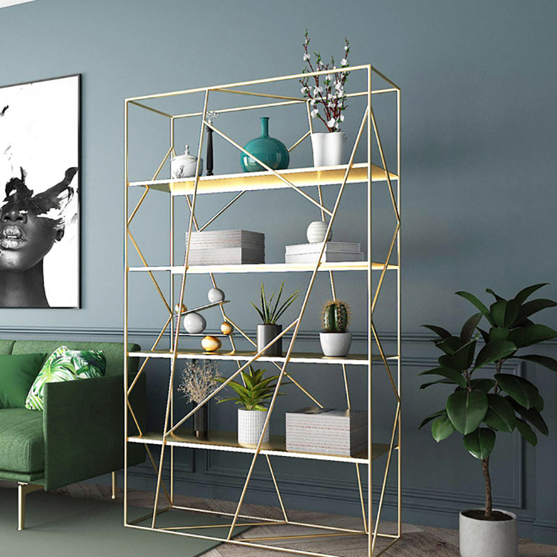 Industrial Etagere Bookcase Metal 4 Shelves Open Back Bookshelf