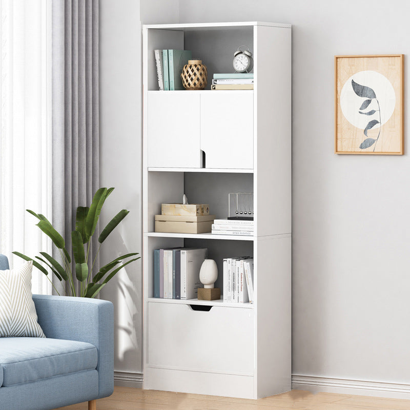 Engineered Wood Standard Bookshelf Modern Open Back Bookcase with Drawers