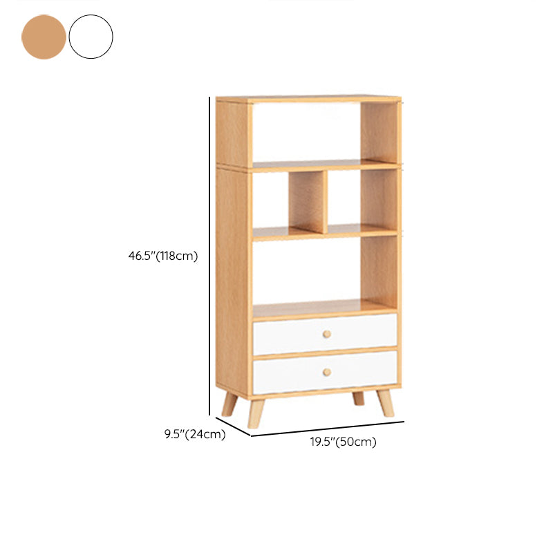Engineered Wood Standard Bookshelf Modern Open Back Bookcase with Drawers