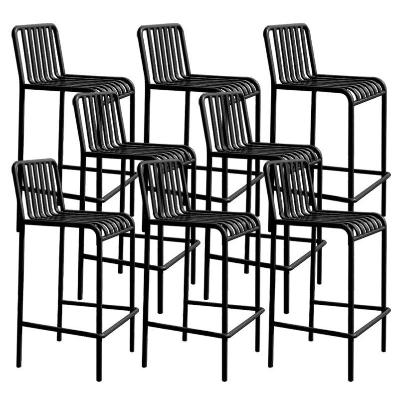 Industrial Armless Bar Stools Metal Dining Stool with Footrest