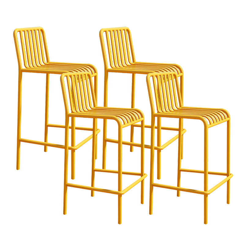 Industrial Armless Bar Stools Metal Dining Stool with Footrest