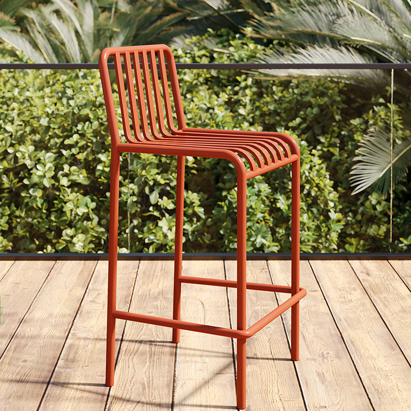 Industrial Armless Bar Stools Metal Dining Stool with Footrest