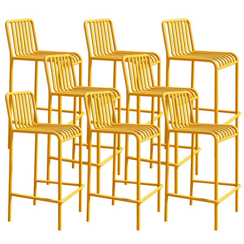 Industrial Armless Bar Stools Metal Dining Stool with Footrest