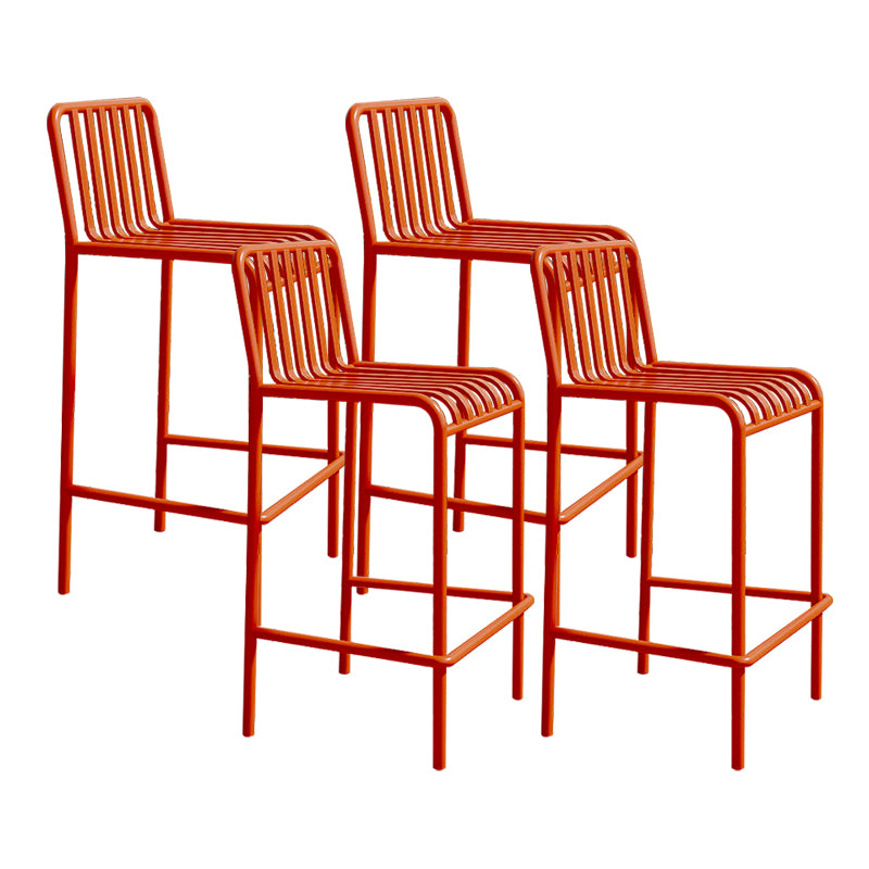Industrial Armless Bar Stools Metal Dining Stool with Footrest
