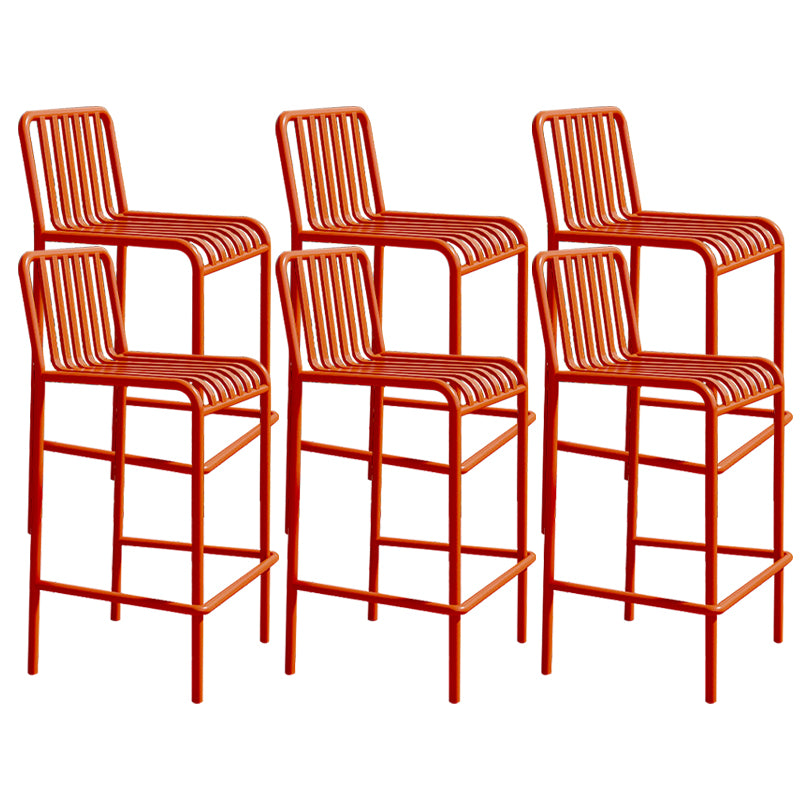 Industrial Armless Bar Stools Metal Dining Stool with Footrest