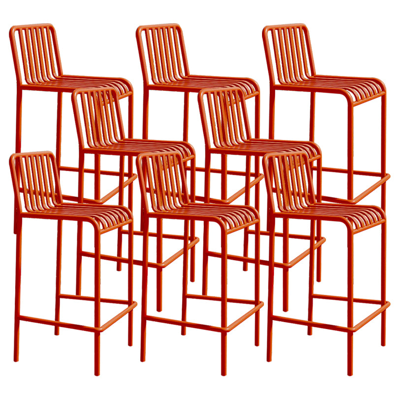 Industrial Armless Bar Stools Metal Dining Stool with Footrest